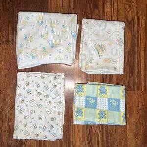 Vintage 90s Baby Receiving Blanket Bundle Nursey Rhymes Ducks Bears